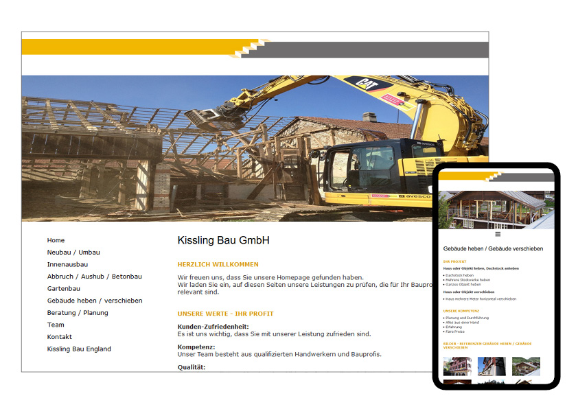 Referenz Webdesign: Website für Kissling Bau Dinhard