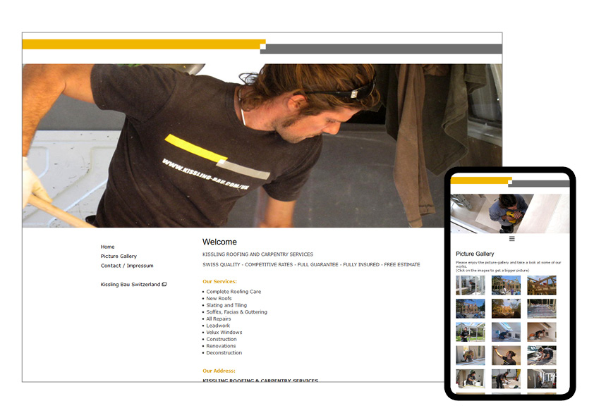 Für die Engländer Kissling Roofing & Carpentry Services haben wir die neue Website erstellt