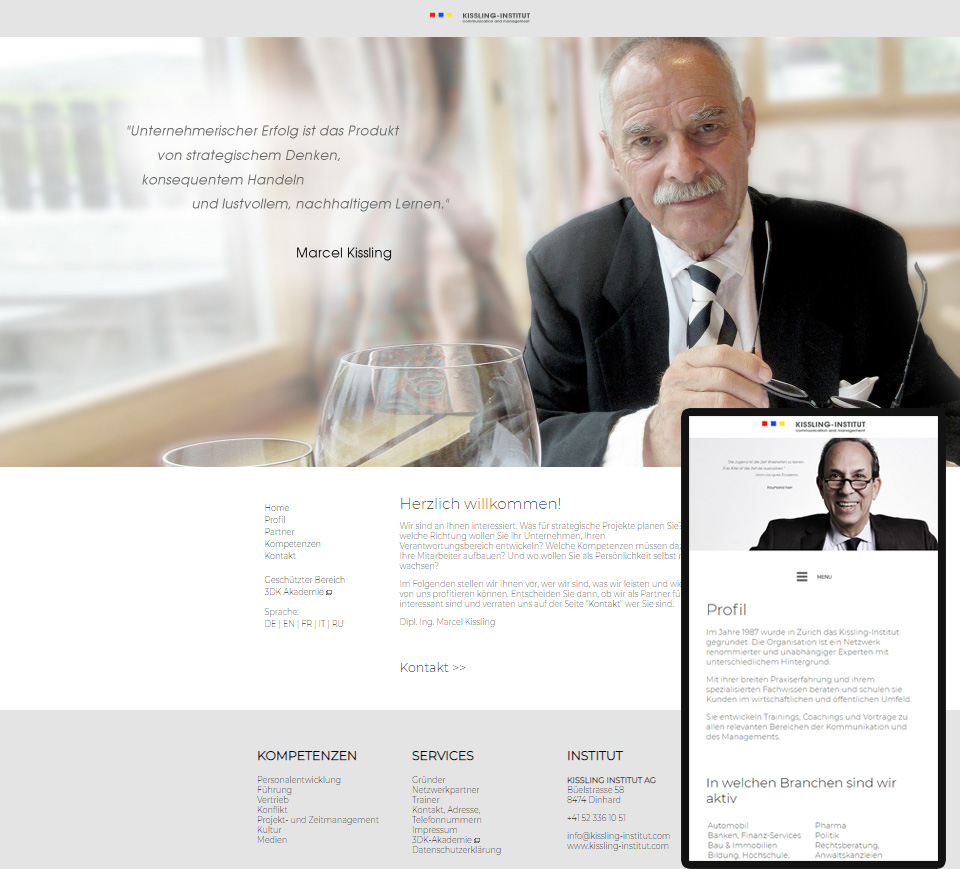 Referenz Webdesign: Responsive Website für das Kissling Institut