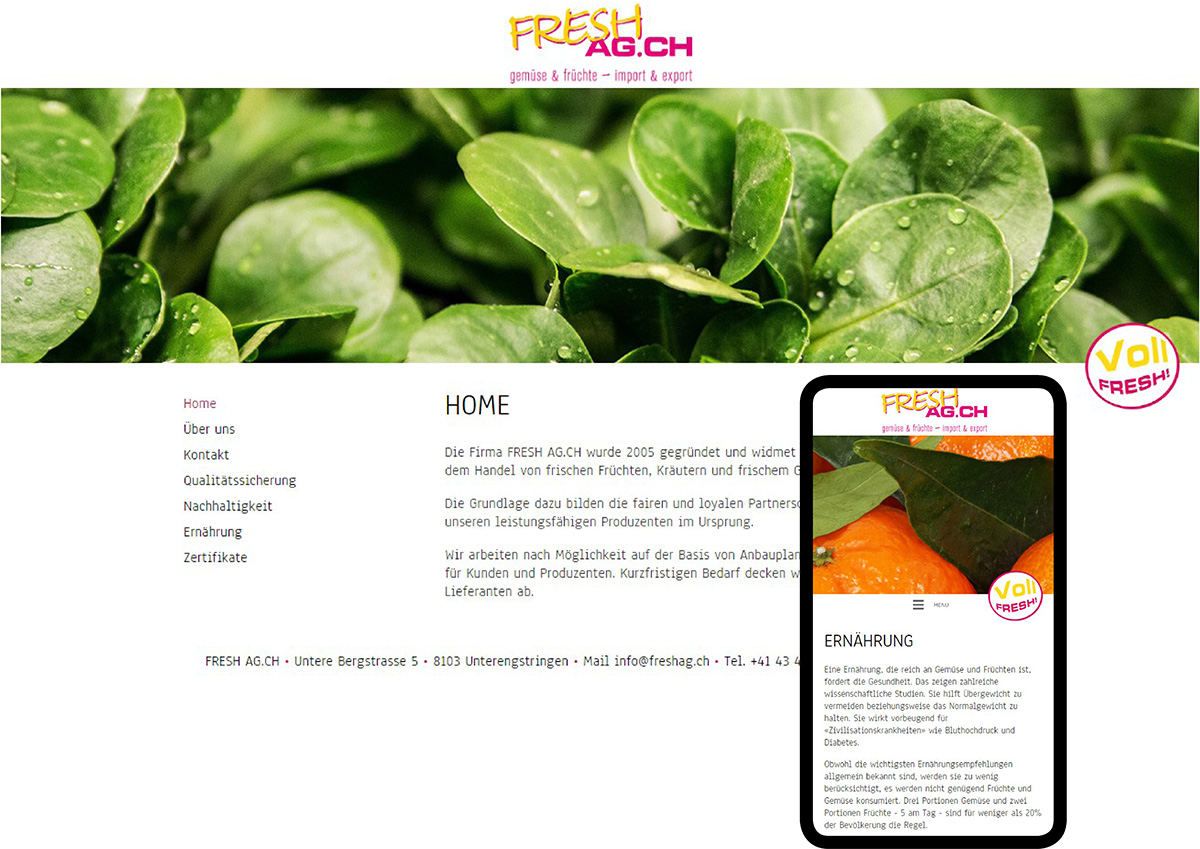 Webdesigner Bürge hat die neue Website für Fresh AG erstellt